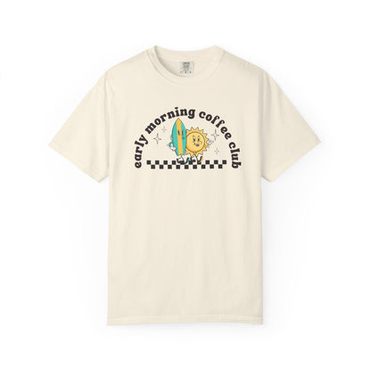 Surf Friends Vintage Coffee-Themed Unisex T-Shirt, Perfect for Coffee Addicts, Gift for Friends, Trendy Graphic Tee, Casual Everyday Wear