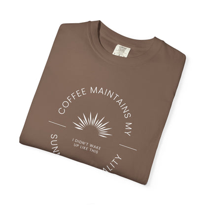 Coffee Maintains My Sunny Personality, Casual Wear, Unique Gift, Animal Lover Shirt, Caffeine Addict Tee