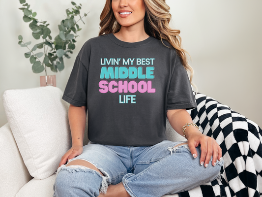 Middle School Life Unisex Tee, Casual Wear, Gift for Students/Teachers, Trendy T-Shirt, Back to School Apparel