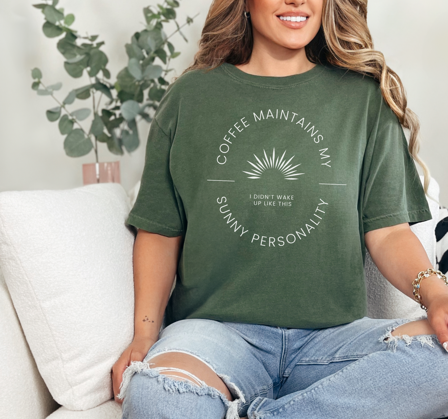 Coffee Maintains My Sunny Personality, Casual Wear, Unique Gift, Animal Lover Shirt, Caffeine Addict Tee