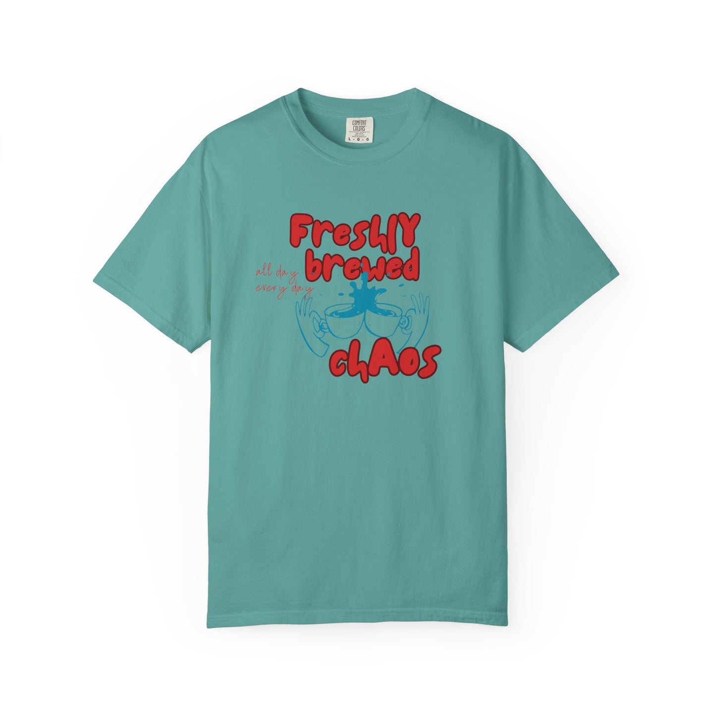 Freshly Brewed Chaos, Funny Teacher Shirt, Unisex T-Shirt, Gift for Educators, Back to School Gear, Coffee Lovers Apparel