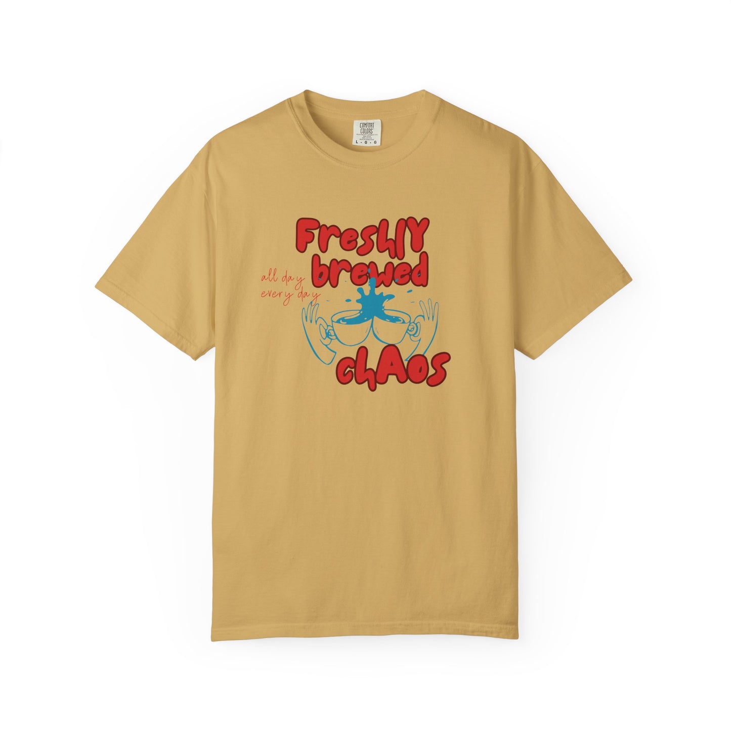 Freshly Brewed Chaos, Funny Teacher Shirt, Unisex T-Shirt, Gift for Educators, Back to School Gear, Coffee Lovers Apparel