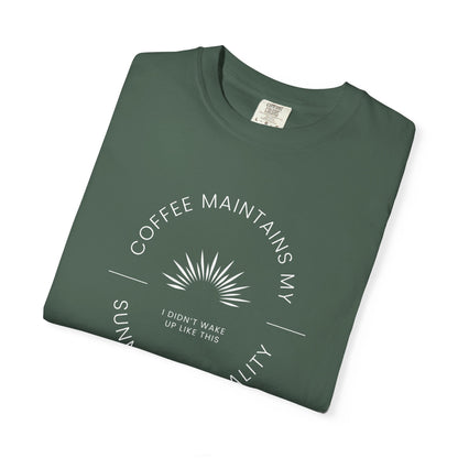 Coffee Maintains My Sunny Personality, Casual Wear, Unique Gift, Animal Lover Shirt, Caffeine Addict Tee