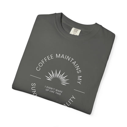 Coffee Maintains My Sunny Personality, Casual Wear, Unique Gift, Animal Lover Shirt, Caffeine Addict Tee