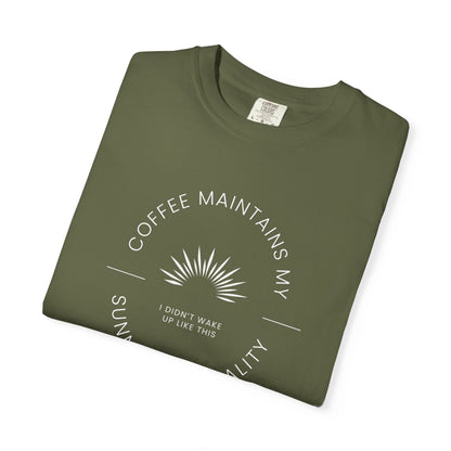 Coffee Maintains My Sunny Personality, Casual Wear, Unique Gift, Animal Lover Shirt, Caffeine Addict Tee